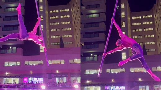 Pro Gymnast SHINES with eye-catching pole dance performance