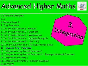 3.11 Integration 11 : Inverse Trig. Functions – Advanced Higher Maths Lessons @MrThomasMaths SQA