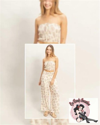 Smocked Tube Top & Wide-leg Pants Set