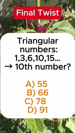 10th Triangular Number? 🔺 | Number Series Puzzle | IQ VistaX #iqvistax #quiz #mathpuzzle #riddle