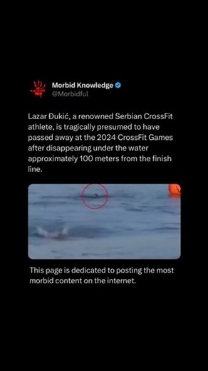 All Things Morbid on Instagram: "Witnesses reported that he appeared to be struggling during the swimming portion of the event. Emergency personnel, including divers, were promptly dispatched to search the lake. It was later confirmed by the CrossFit Games that an unnamed athlete had lost their life in the first event."