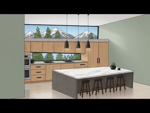 Master Perspective 3D : How to Draw a Realistic Modern Kitchen in Simple Way