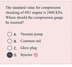 The standard value for compression checking of a 4N1 engine is ... | Filo