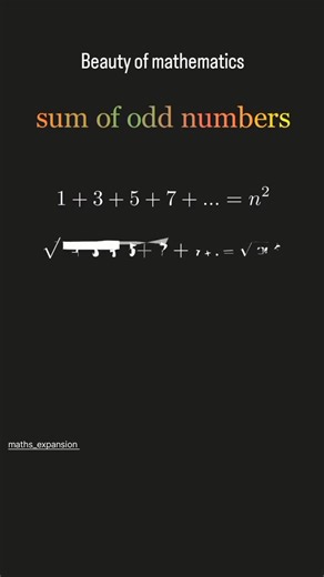 ↗️ Sum of odd numbers inside the square root is always a natural number 🍎🕳️ | Fadhel Mahdi