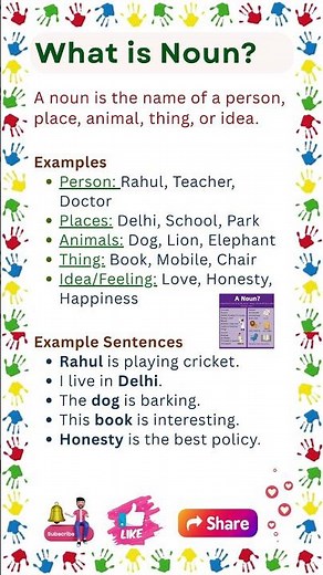 Definition of Noun | What is a Noun in English | Noun for Grade 1| Noun with Example | Grammar