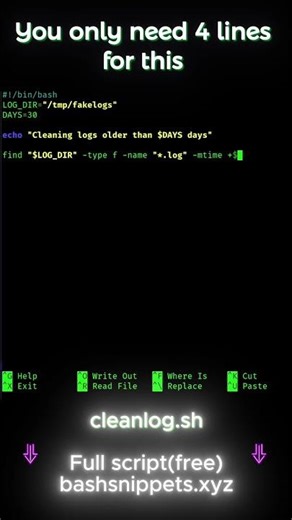 I deleted 3 months of log files in 4 seconds - bash automation 🗑️ #bash #bashscripting #linux