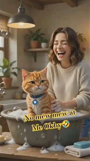 Some funny moments while bathing a cat😻 #Mew #cutecat #catlove