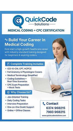 QuickCode Solutions on Instagram: "Get ready! QuickCode Solutions new batch starts 12/12/2025, ₹17,999 for comprehensive training. #medicalcoding #quickcodesolutions #cpctraining #medicalcodingtraining #cpctraining #ccstraining #hyderabad #career #corporates #training"