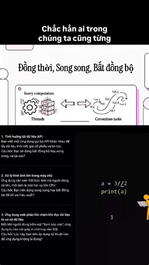 29K views · 398 reactions | Đồng bộ, song sống và bất đồng bộ #AsynchronousProgramming #ParallelProgramming #Concurrency #AsyncVsParallel #SoftwareEngineering #CodingInterview #PerformanceOptimization #Multithreading #JavaScript #Python #programmingconceptsquiz | Học lập trình cho người mới bắt đầu | Facebook