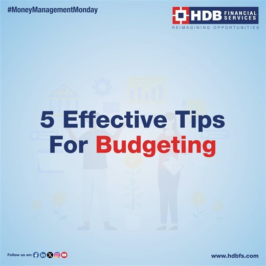 Master your money with these simple budgeting tips. From tracking expenses to setting realistic goals, these strategies will help you take control of your finances. #MoneyManagementMonday #BudgetingTips #FinancialFreedom #Smartbudgeting #SmartSpending #reimaginingopportunities #hdbfs #financialplanningtips. | HDB Financial Services Ltd.