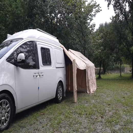 65K views · 1.5K reactions | ☔Camping in Heavy Rain with XXL 3-Room Inflatable Tent + Camper Van | Rirang OnAir | Facebook