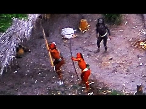 Amazon Tribe See Airplane For The First Time