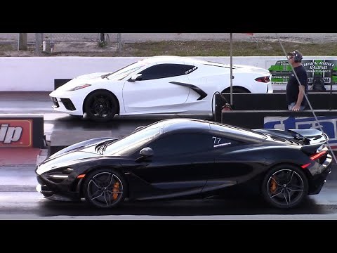 C8 Corvette vs McLaren 720s Letting Off Up Top and Nissan GTR