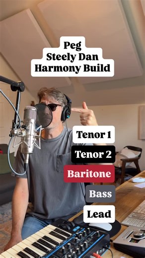 Chris Cron on Instagram: "Peg - Steely Dan Harmony Build I tried to do my Donald Fagan and Michael McDonald impersonations. I felt like I was singing in my throat a lot. Anyway, these really close harmonies with Major 2nds are tough. Such Steely Dan chord choices. I love it though. Mic: W47 Audio Interface: Apollo Twin DAW: Logic Pro X Sunglasses: Shady Rays #howto #harmony #steelydan"