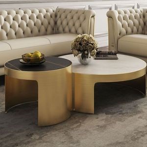 [Hot Item] Northern Europe Round Tea Table Rock Plate Modern Living Room Home Coffee Table