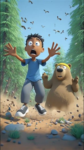 A bear and a human does silent yoga . #ai #cartoon #trending #funny #bear