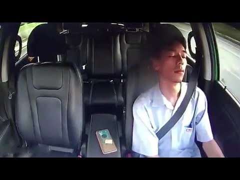 Driver sleeps for a full minute while driving