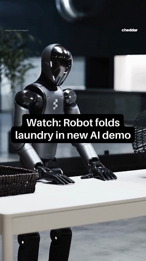 This robot just completed one of the most dreaded chores. AI robotics firm Figure released a new demo of its humanoid Figure 02, the first robot to fold laundry on its own. In the clip, the bipedal bot slowly but steadily folds hand towels and stacks them in a basket, improving with each attempt. | Cheddar Gadgets