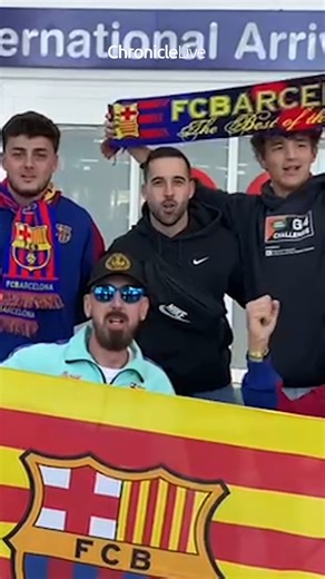 FC Barcelona fans arrive at Newcastle Airport #NUFC #NewcastleUnited #FCBarcelona | Newcastle Chronicle