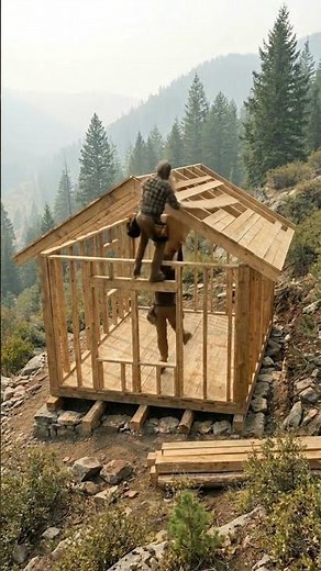Hidden Mountainside Cabin Build Timelapse | Cozy Cabin in Nature