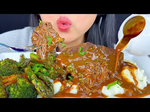 ASMR ROAST DINNER WITH GRAVY, MASHED POTATOES & ROASTED VEGGIES (EATING SOUNDS) MUKBANG | ASMR PHAN