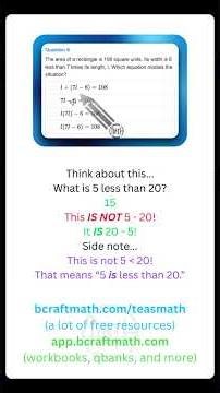 TEAS Math Translating Word Problems Question - Area of a Rectangle #craftmath #teasmath #atiteas