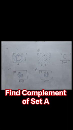 Complement of Set A with venn diagram Class 9math Review Exercise 3 Q.No 4 #set #maths #viral #ptb 😎