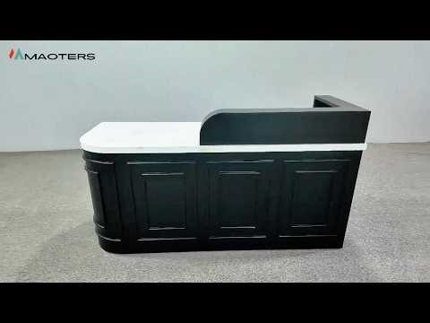 71" Black Marble-Top Reception Desk – Classic Luxury with a Modern Edge!