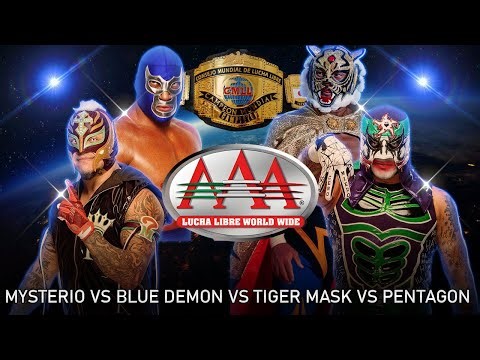 Rey Mysterio VS Blue Demon Jr. VS Tiger Mask VS Pentagon Jr. - CMLL World Champ (AAA WWE 2K24)