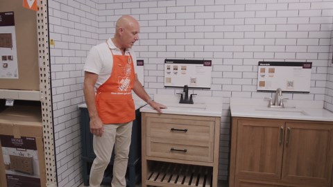 Home Decorators Collection Autumn 30 in. Single Sink Weathered Tan Bath Vanity with White Engineered Stone Top (Assembled) Autumn 30WT