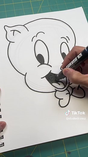 How to draw Porky Pig from Looney Tunes #f #p #asmr #triggers #asmrsounds #satisfying #sounds #draw #howto