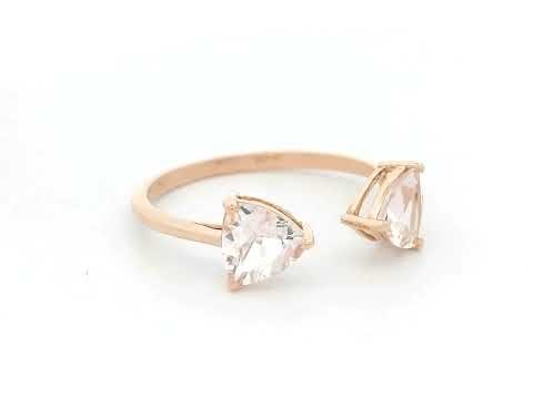 Morganite Toi et Moi Ring in 18K Rose Gold