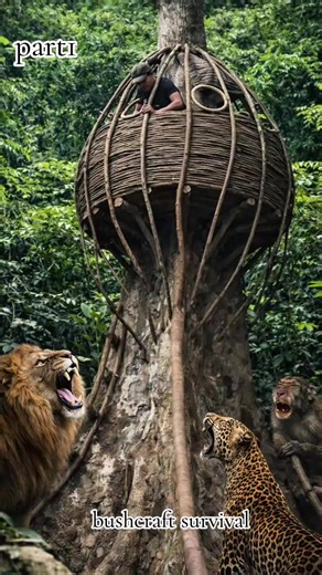 PART1:100 Hours Building_ A Permanent Winter Home Hanging on Giant Trees#BushcraftCamping #SurvivalLife #WildCamping #OutdoorAdventure #NatureLiving