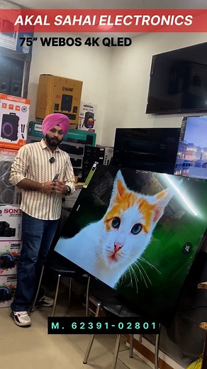222K views · 3.6K reactions | 75” WEBOS QLED 4K UHD AVAILABLE AT WHOLESALE PRICE Akal Sahai Electronics . 24” to 100” Led tv Available. Led tv Wholesale Shop In punjab #ledtv #smarttv #television #hometheater #qledtv #oled #qled #tcl #googletv #4kuhd #android #webos #Samsung #insta #offers #jalandhar #ludhiana #amritsar #chandigarh #75inch #86inch #100inch #65inch #lg #soundbar | Akal Sahai Electronics | Facebook