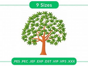 Detailed Leafy Tree Embroidery Design, Nature Inspired Foliage Pattern, Machine Embroidery, Botanical Motif, Lush Tree Outline - Etsy