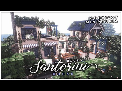 * ˚ Blue Santorini Inspired House 💙🪴🏡 - Cocricot MiniaTuria┊Aesthetic Minecraft JE Cottagecore