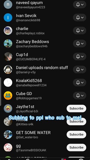 Subbing to ppl who sub to me!