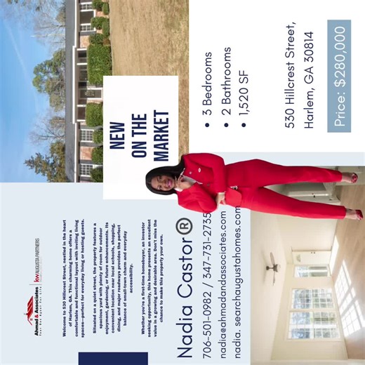 🚨 NEW LISTING by Ahmad & Associates! 🚨 🏡 Keller Williams Realty Augusta Partners 📍 530 Hillcrest Street, Harlem, GA, 30814 💰 $280,000 | 🛏️ 3 Bedrooms | 🛁 2 Bathrooms 🏡✨ Welcome to 530 Hillcrest Street — Harlem, GA! ✨🏡 This charming home offers a cozy, functional layout with inviting living spaces 🛋️ and a spacious yard 🌳—perfect for entertaining, relaxing, or future upgrades. Nestled on a quiet street 😌 yet minutes from schools 🏫, shopping 🛍️, dining 🍽️, and major roadways 🚗. Per