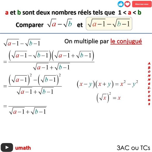 Comparaison de deux nombres réels