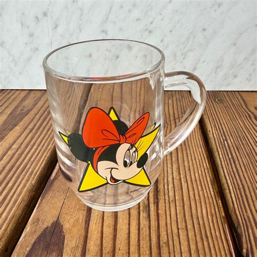 Vintage Minnie Mouse Glass Mug Made in USA | 1970s 1980s Disney Clear Glass Cup | Retro Disney Collector Drinkware - Etsy