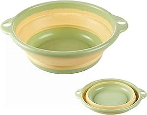 Collapsible Bucket, Foldable Design Portable Collapsible Wash BasinGlossy Surface Wear Resistant Wash Basin(Pink/Green/Blue)(Green)