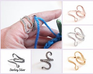 Yarn Tension Ring Octopus | Adjustable Size Crochet Ring |beginner Knitting Crocheting Gift |crochet Regulator Tool | Silver Rose Gold Black - Etsy