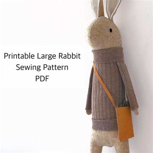 Printable Large Rabbit Sewing Pattern and Tutorial PDF - Etsy UK