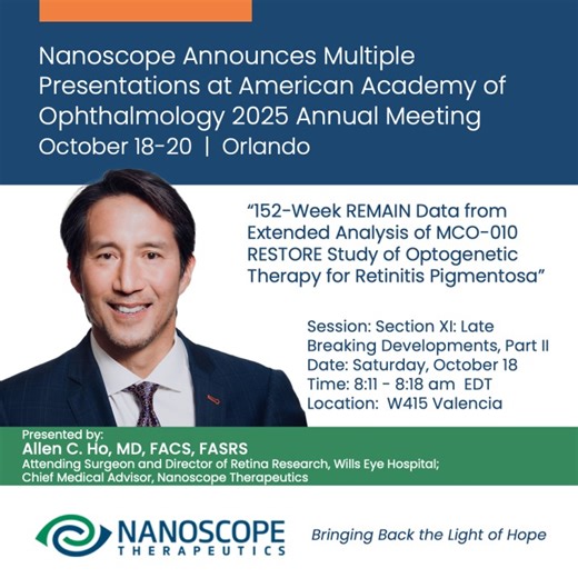 #aao2025 #ophthalmology #retina #optogenetics #genetherapy | Nanoscope Therapeutics Inc.