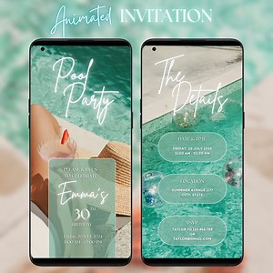Pool Party Invitation for Adult Pool Party Editable Birthday Invite Animated Summer Party Boho Video Invitation Adult Birthday Celebrations - Etsy