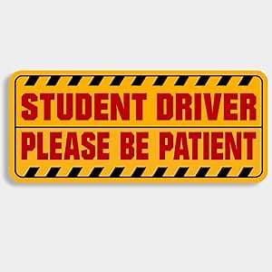 Student Driver Sticker 9x4 Inches - Strong Adhesive Waterproof Please Be Patient Student Driver Signs for Car - Does not Fade - No Paint Damage - New Driver Sticker (Yellow/Red)