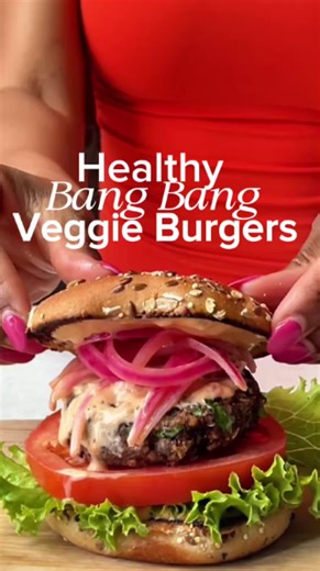 Crispy vegan bang bang veggie burgers at home