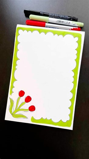 Simple Page Border Design | Easy Project Decoration Idea | Assignment Border Drawing #shorts #diy