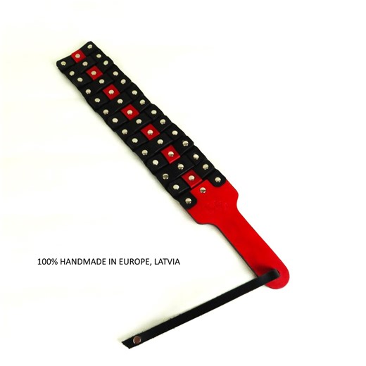 Flexible Leather Spanking Paddle – Handmade Black & Red Impact Play Paddle – Riveted Articulated BDSM Accessory, Loving Couple Giftful - Etsy