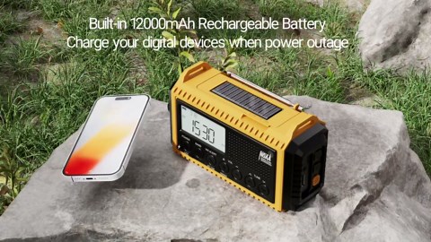 Emergency Radio12000mAh, Weather Radio 6 Ways Powered, Solar Hand Crank Radio Flashlight Cell Phone Charger, AUTO NOAA AM/FM/SW Portable Radio Rechargeable, Reading Lamp, SOS Alarm for Emergencies